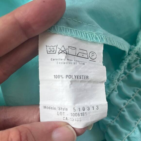 CARTISE Smocked Peasant Womens Top Size 8 Mint Rolled Puff Long Sleeve Mermaid - Picture 9 of 10